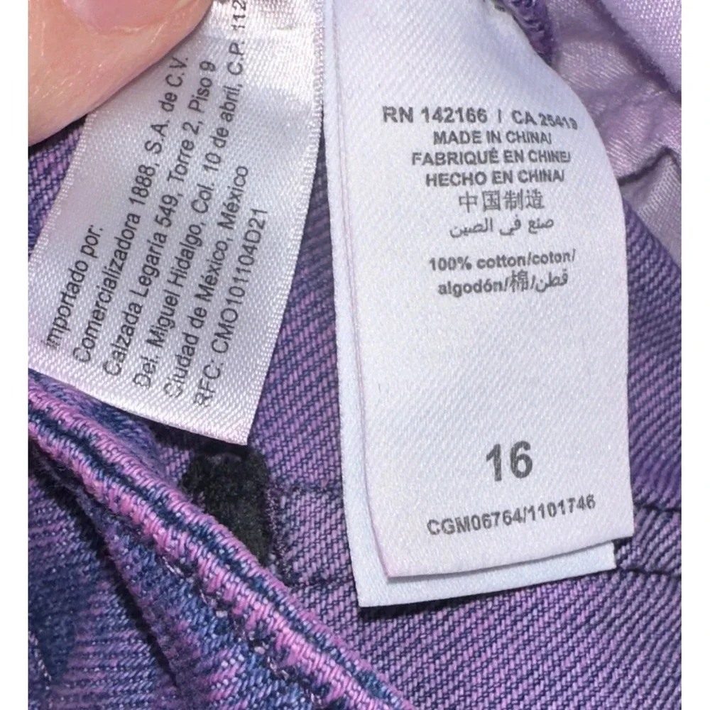 Habitual Girl Kids Purple Acid Wash High Waist Cargo Wide Leg Jeans Size 16
